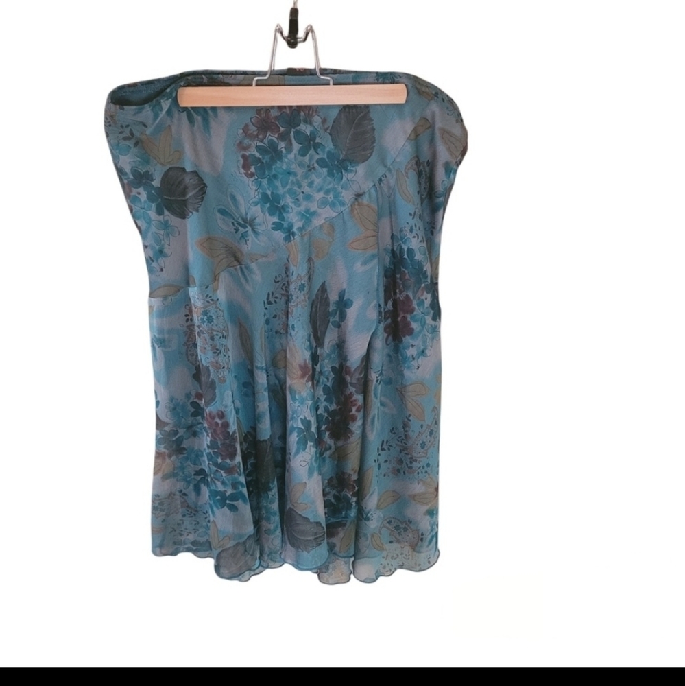 Cato blue, gray, brown skirt.  Lining on inside. Pull on. Floral & le…